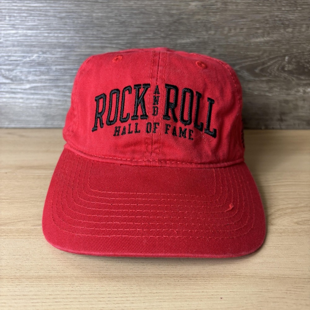 Rock and Roll Hall of Fame Hat Cap Strap Back Red Embroidered Music Band Mens